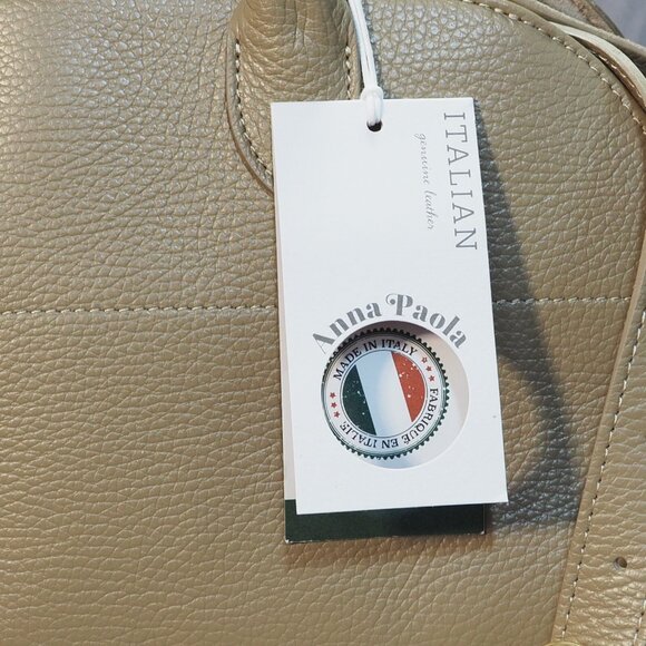 Anna Paola Riva Bag Taupe Leather Viral Commuter Satchel Purse Hand Shoulder - Picture 3 of 14